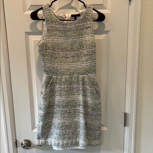 Banana Republic Gray and White Pleated A-Line Mini Dress